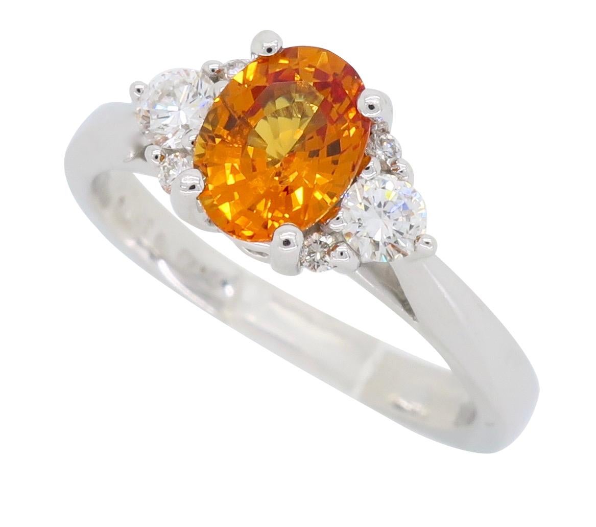 Orange Sapphire and Diamond Ring 5