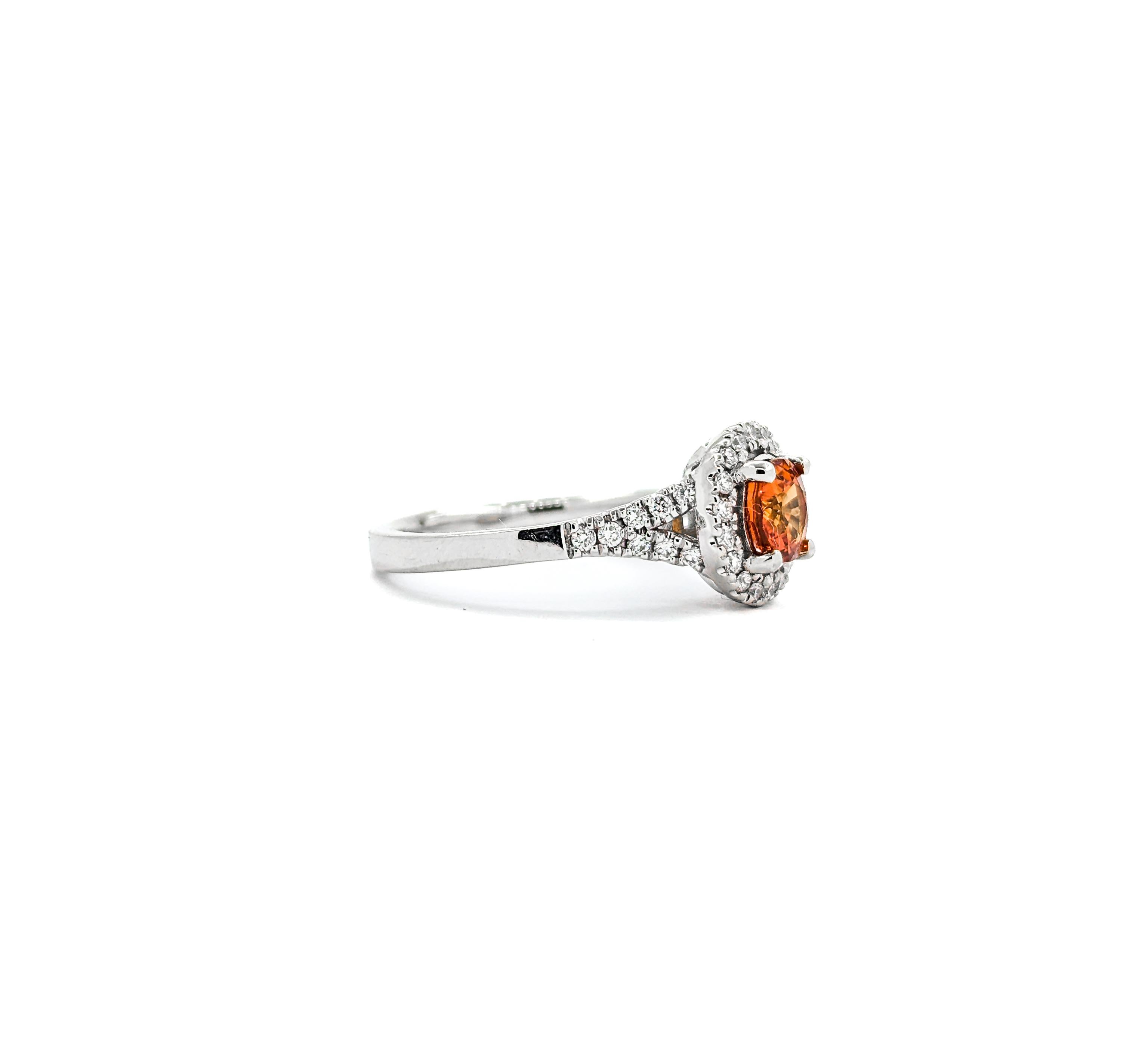 Orangefarbener Saphir & Diamantring aus Weißgold 2