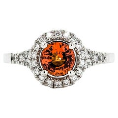 Orangefarbener Saphir & Diamantring aus Weißgold
