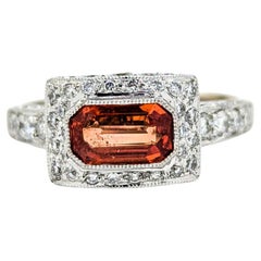 Orange Sapphire 
Diamond Ring in White Gold