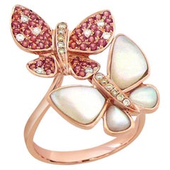 Orange Saphir & Diamanten Perle Schmetterling Sweet 18K Rose Gold Ring