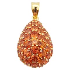 Orange Sapphire Pendant Set in 18 Karat Gold Settings
