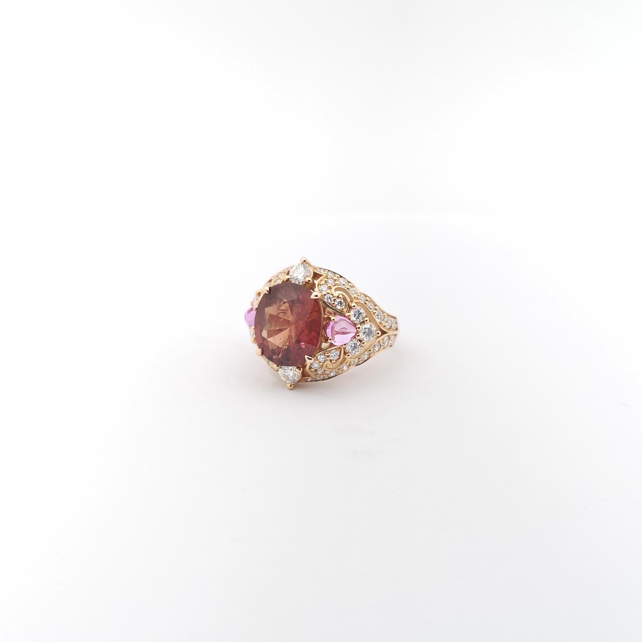 Orange Sapphire, Pink Sapphire and Diamond Ring set in 18K Rose Gold Settings For Sale 4