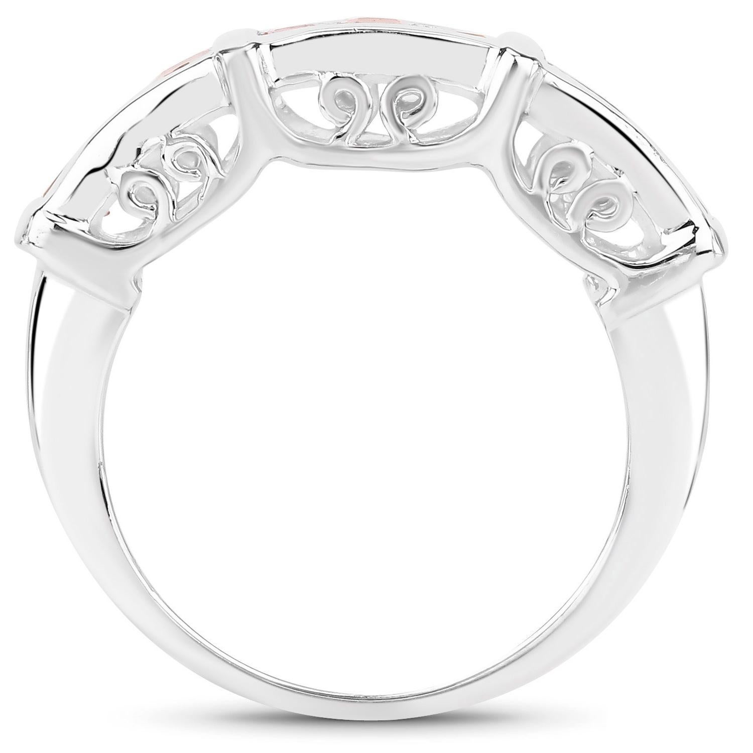 Round Cut Orange Sapphire Ring 1.08 Carats Sterling Silver For Sale
