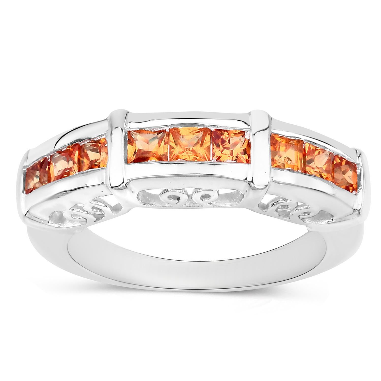 Anello con zaffiro arancione da 1,08 carati A. Silver In condizioni ottime in vendita a Aliso Viejo, CA