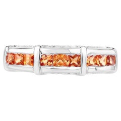 Orange Sapphire Ring 1.08 Carats Sterling Silver