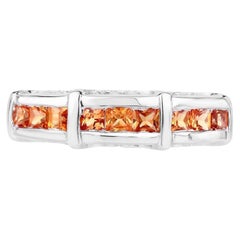 Orange Sapphire Ring 1.08 Carats Sterling Silver
