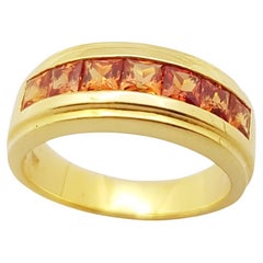 Orange Sapphire Ring Set in 18 Karat Gold Settings