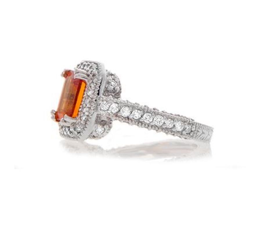 14k White Gold 2.2ct Orange Sapphire Ring with 1.16ct Diamonds
RING WITH DIAMONDS
Item: # 01210
Metal: 14k W
Color Weight: 2.20 ct.
Diamond Weight: 1.16 ct.