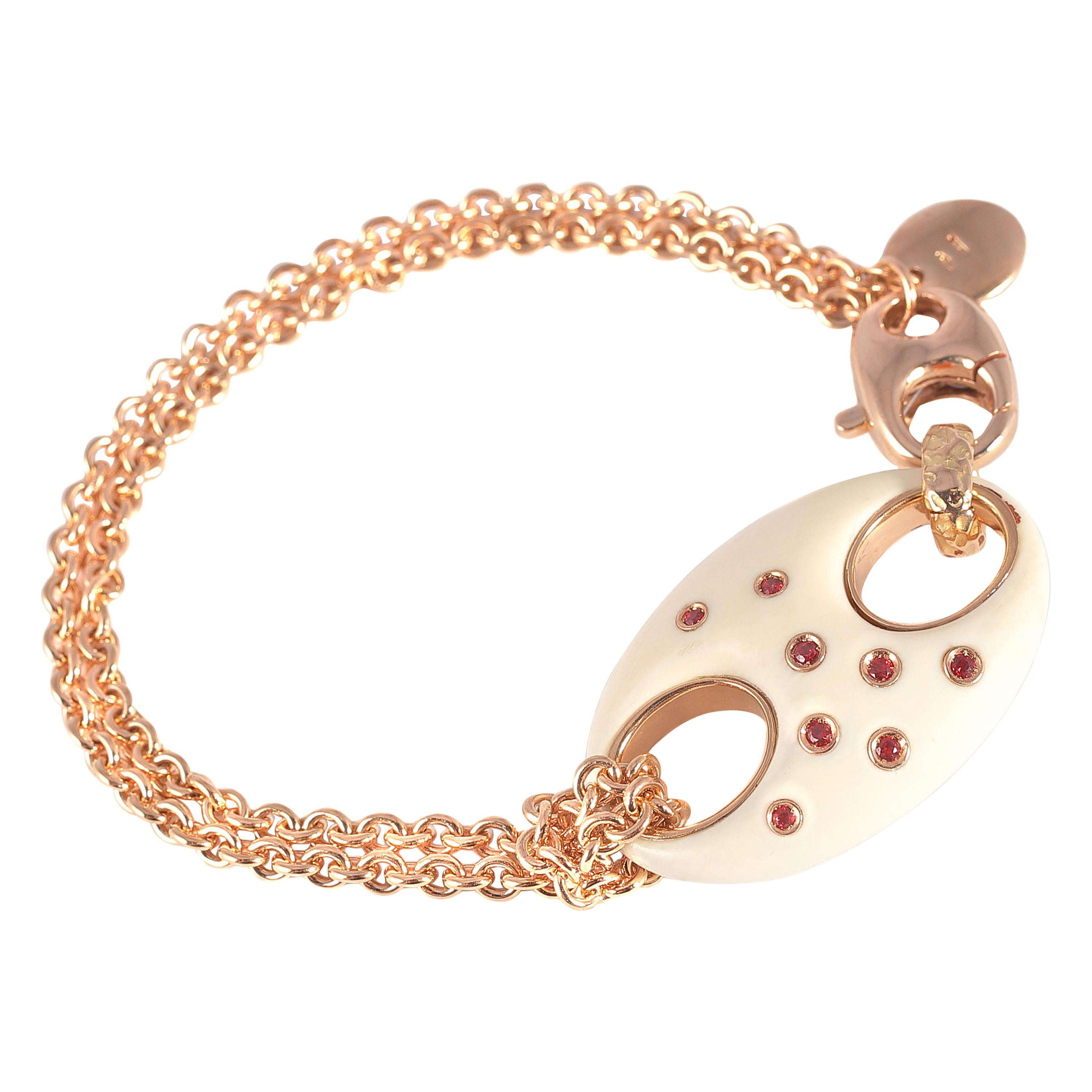Bracelet Valente en or rose, saphir orange et fossile ivoire en vente