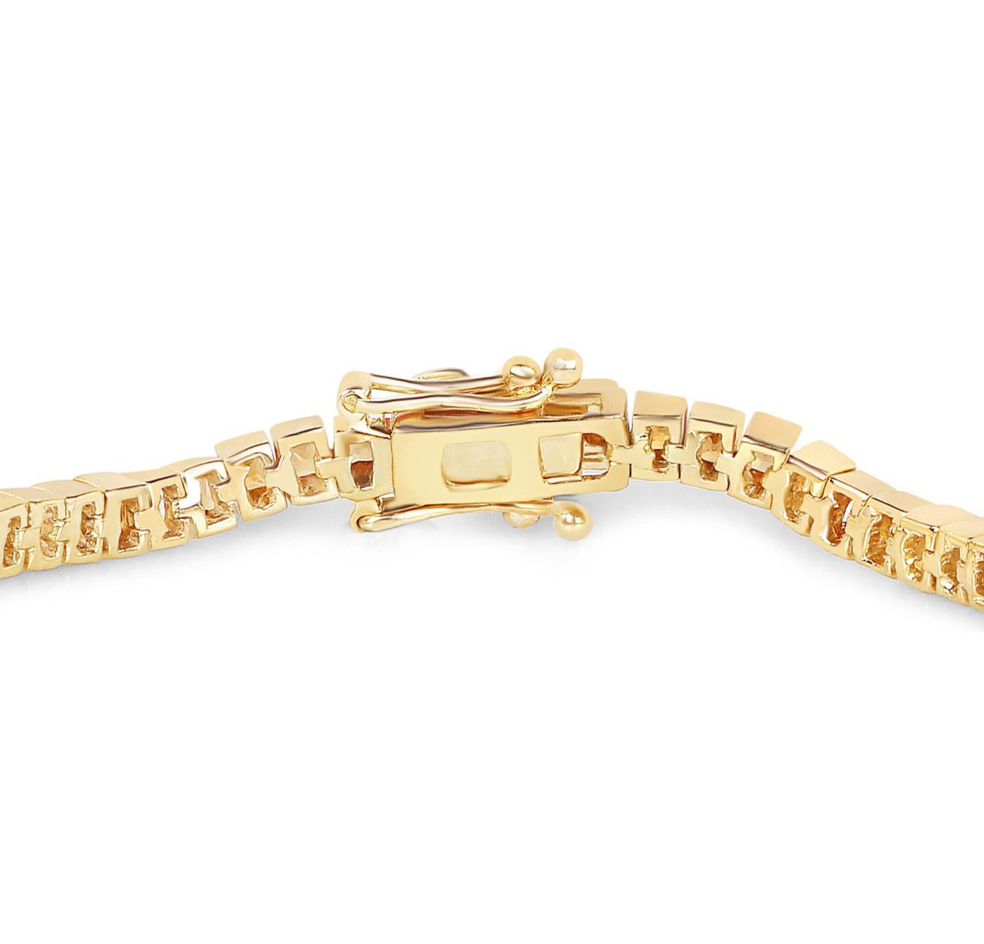 Women's or Men's Orange Sapphire Tennis Bracelet 6.21 Carats 14K Yellow Gold Plated Silver For Sale