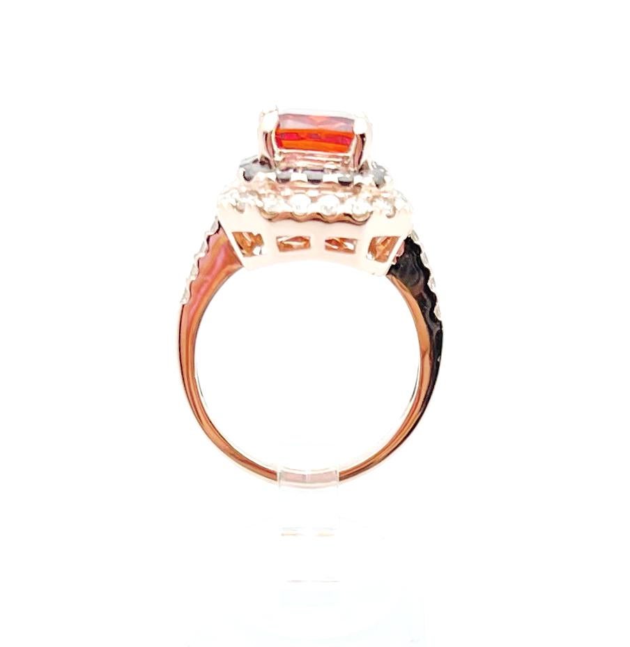Orange Sapphire, Treated Orange Diamond and Brown Diamond Ring in 18K Rose Gold For Sale 4