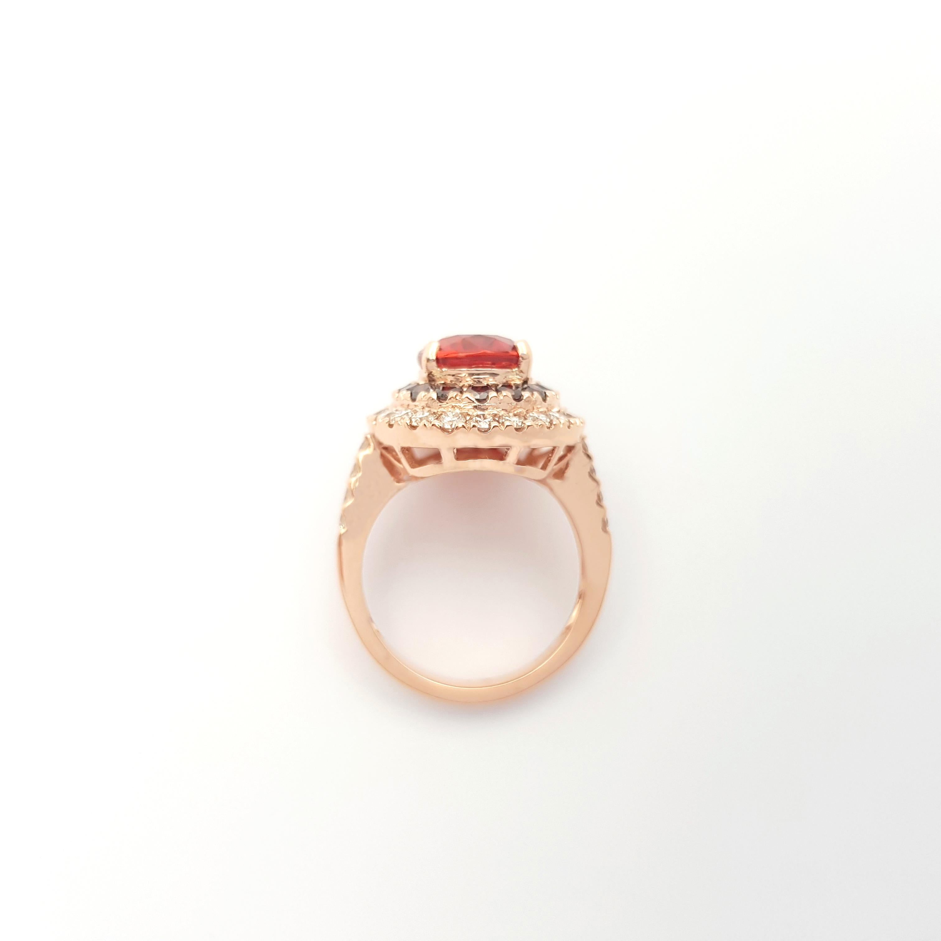 Orange Sapphire, Treated Orange Diamond and Brown Diamond Ring in 18K Rose Gold For Sale 7