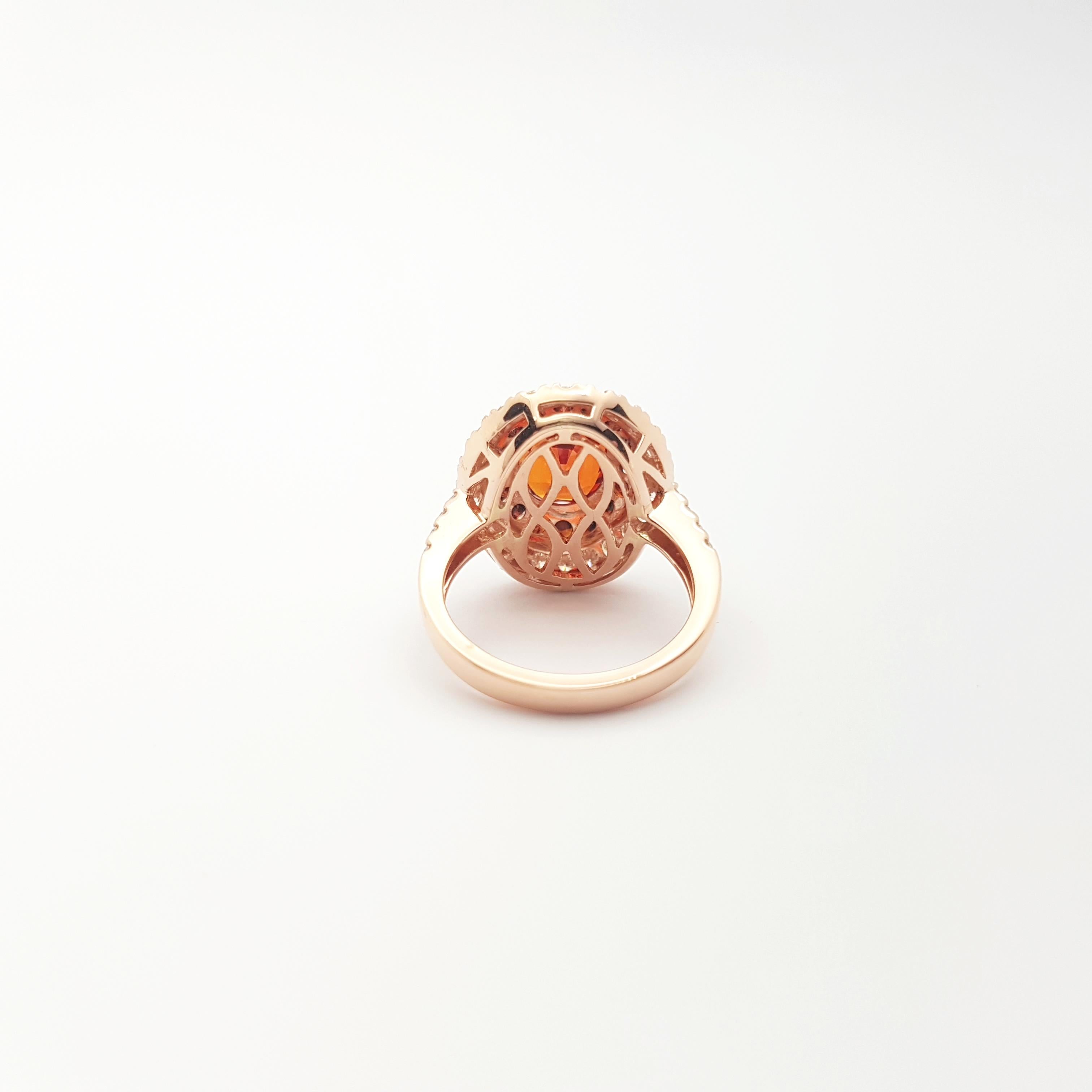 Orange Sapphire, Treated Orange Diamond and Brown Diamond Ring in 18K Rose Gold For Sale 8