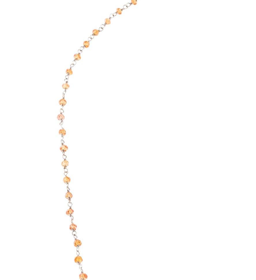 Women's or Men's Orange Sapphire Wire Wrap Necklace, White Gold  For Sale