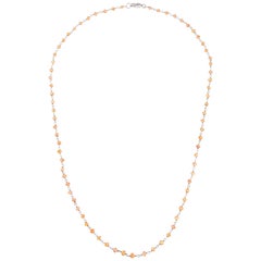 Orange Sapphire Wire Wrap Necklace, White Gold 