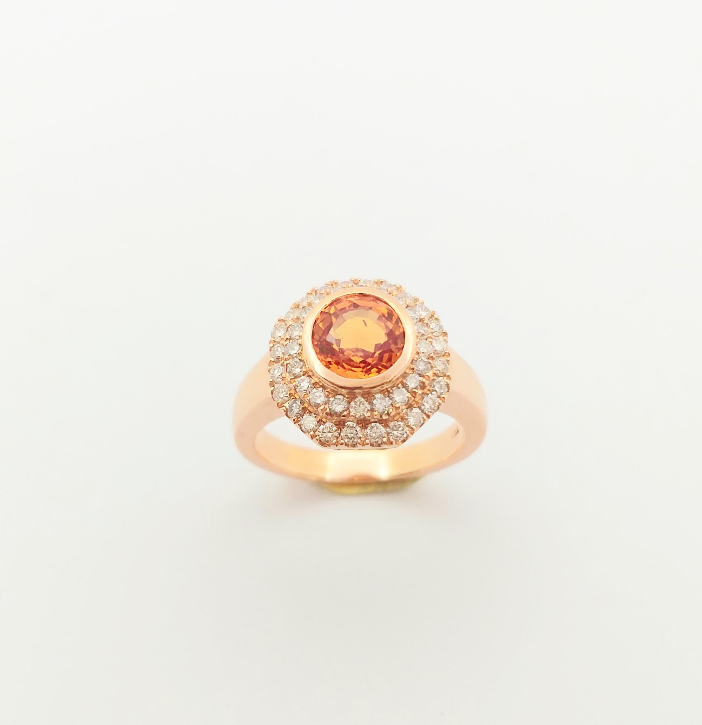 Bague en or rose 18 carats ornée d'un saphir orange et d'un diamant Brown en vente 6