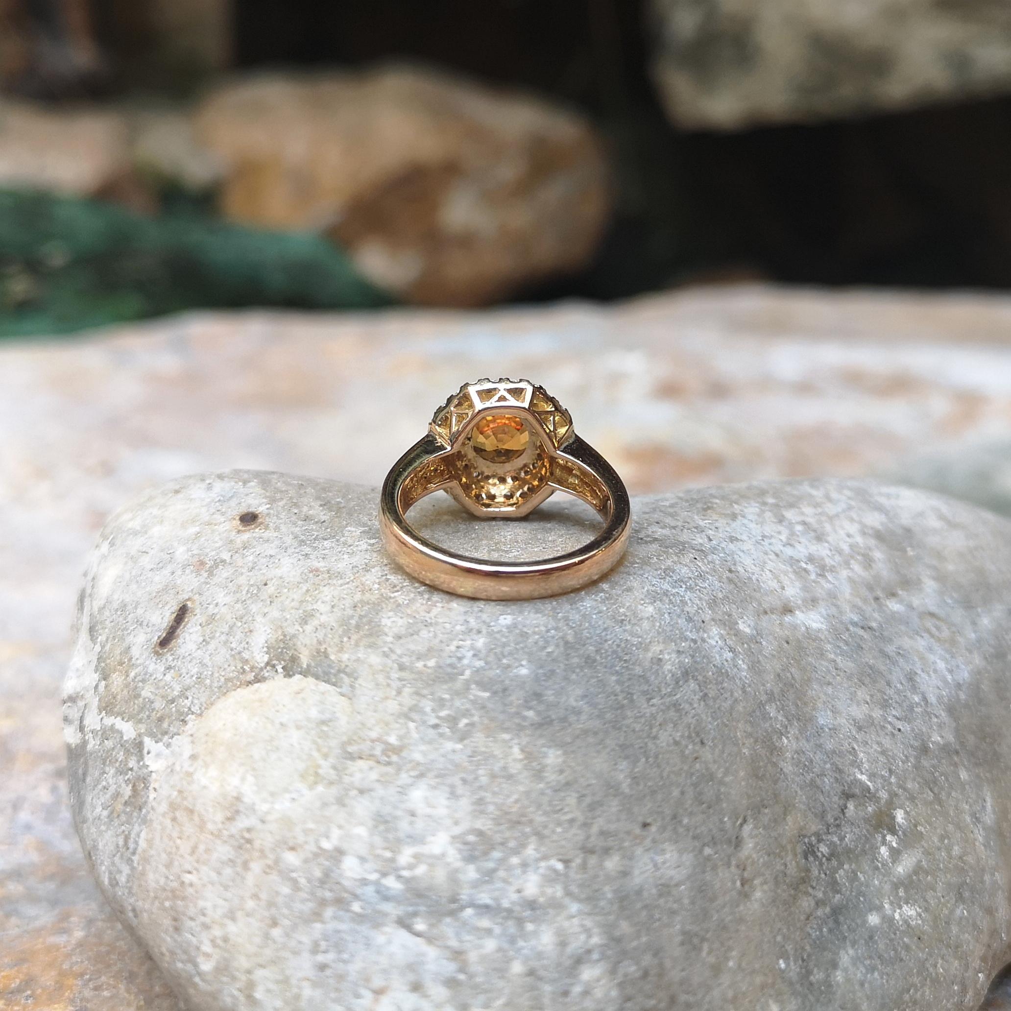 Orange Sapphire with Brown Diamond Ring set in 18K Rose Gold Settings For Sale 9