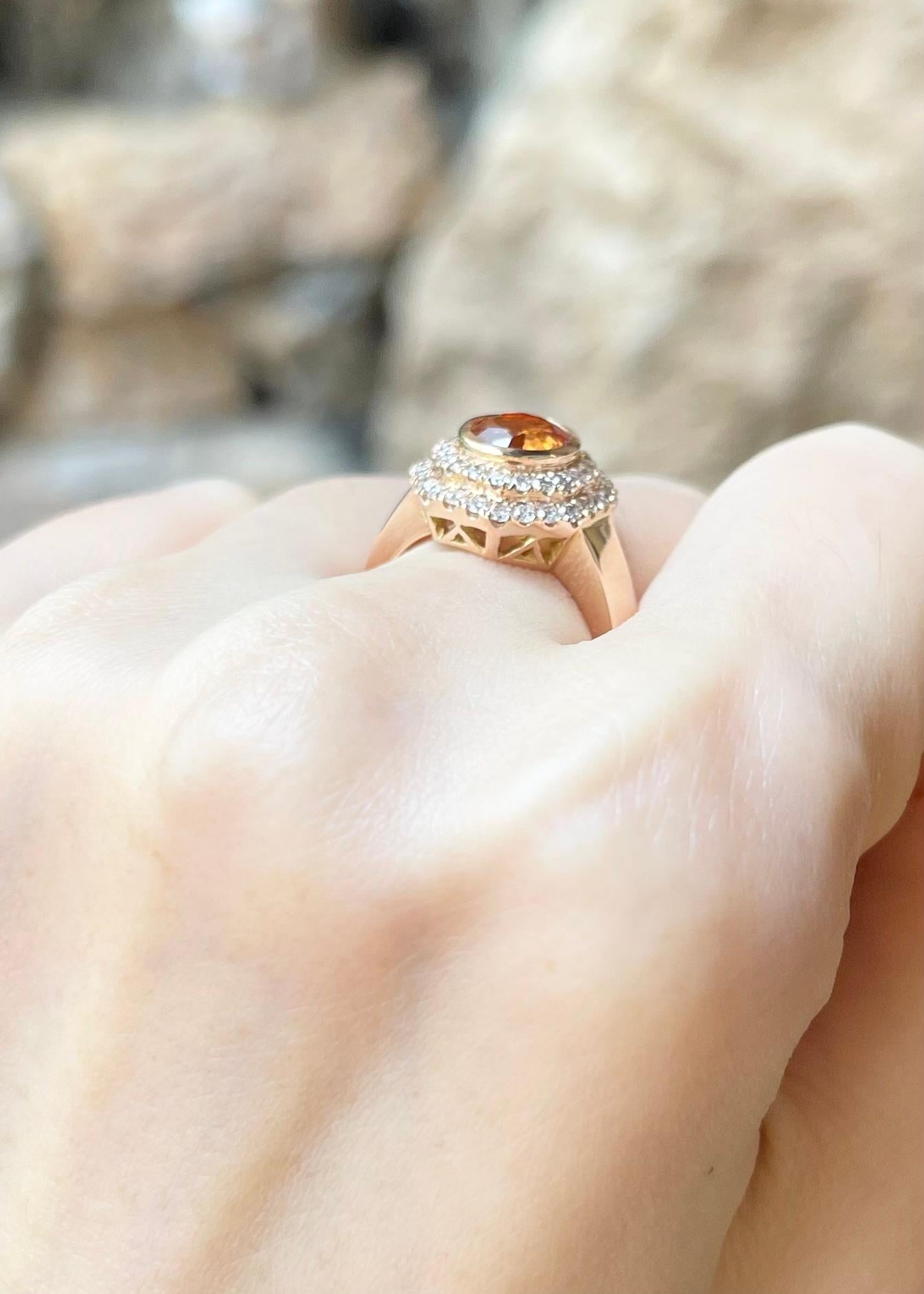 Bague en or rose 18 carats ornée d'un saphir orange et d'un diamant Brown Pour femmes en vente