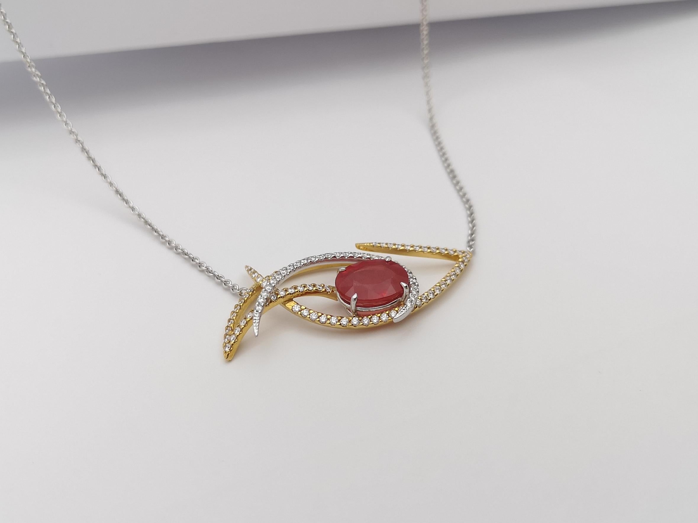 Orangefarbene Hornbill-Halskette mit Saphir und Diamant von Kavant & Sharart aus 18 Karat Gold (Gemischter Schliff) im Angebot