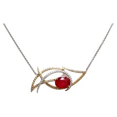 Orange Sapphire with Diamond Hornbill Necklace in 18K Gold by Kavant & Sharart