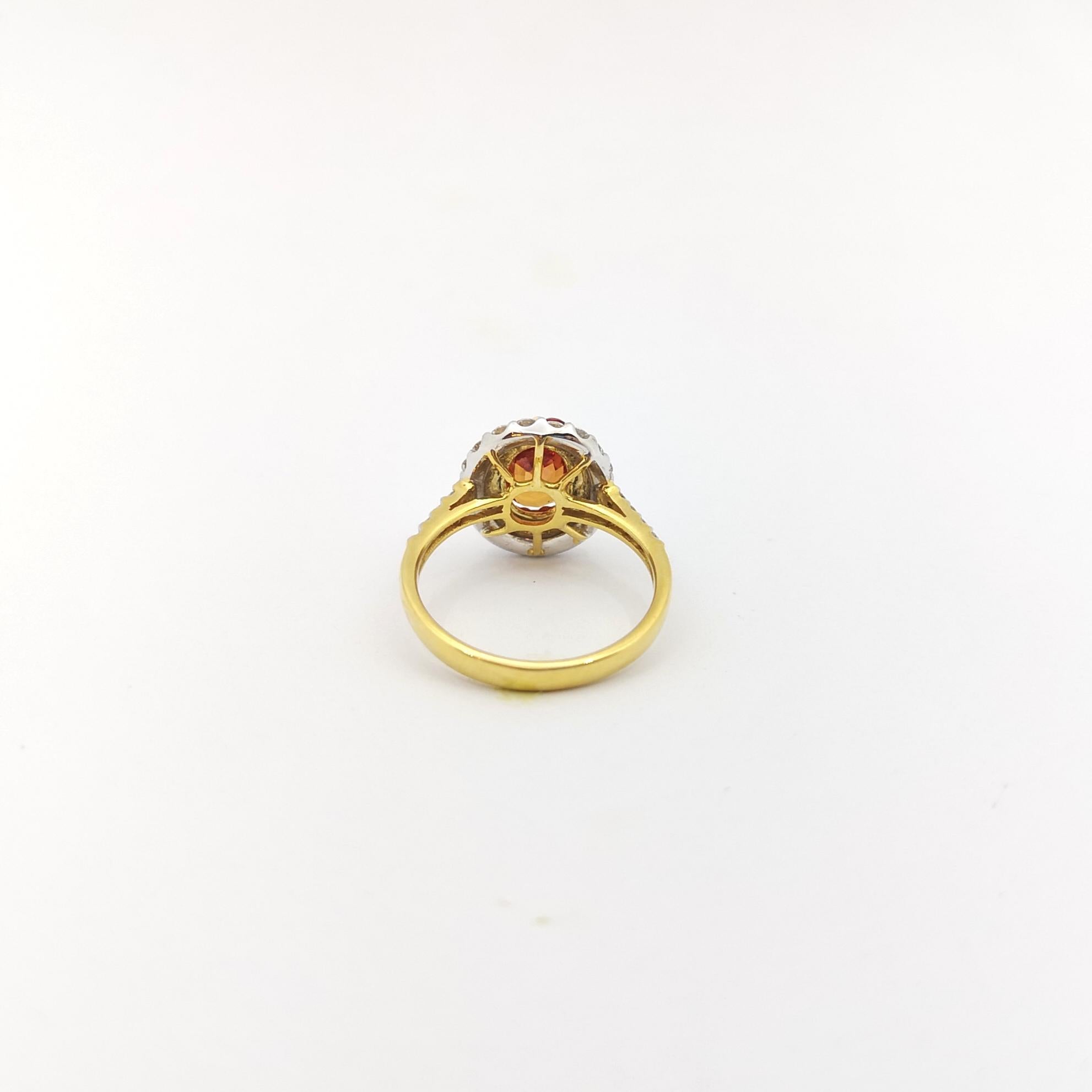 Orange Sapphire with Diamond Ring set in 18K Gold Settings For Sale 6
