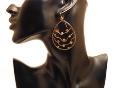 Ohrringe aus 18 Karat Roségold mit orangefarbenen Saphiren und Diamanten, hergestellt in Italien von Botta Gioielli