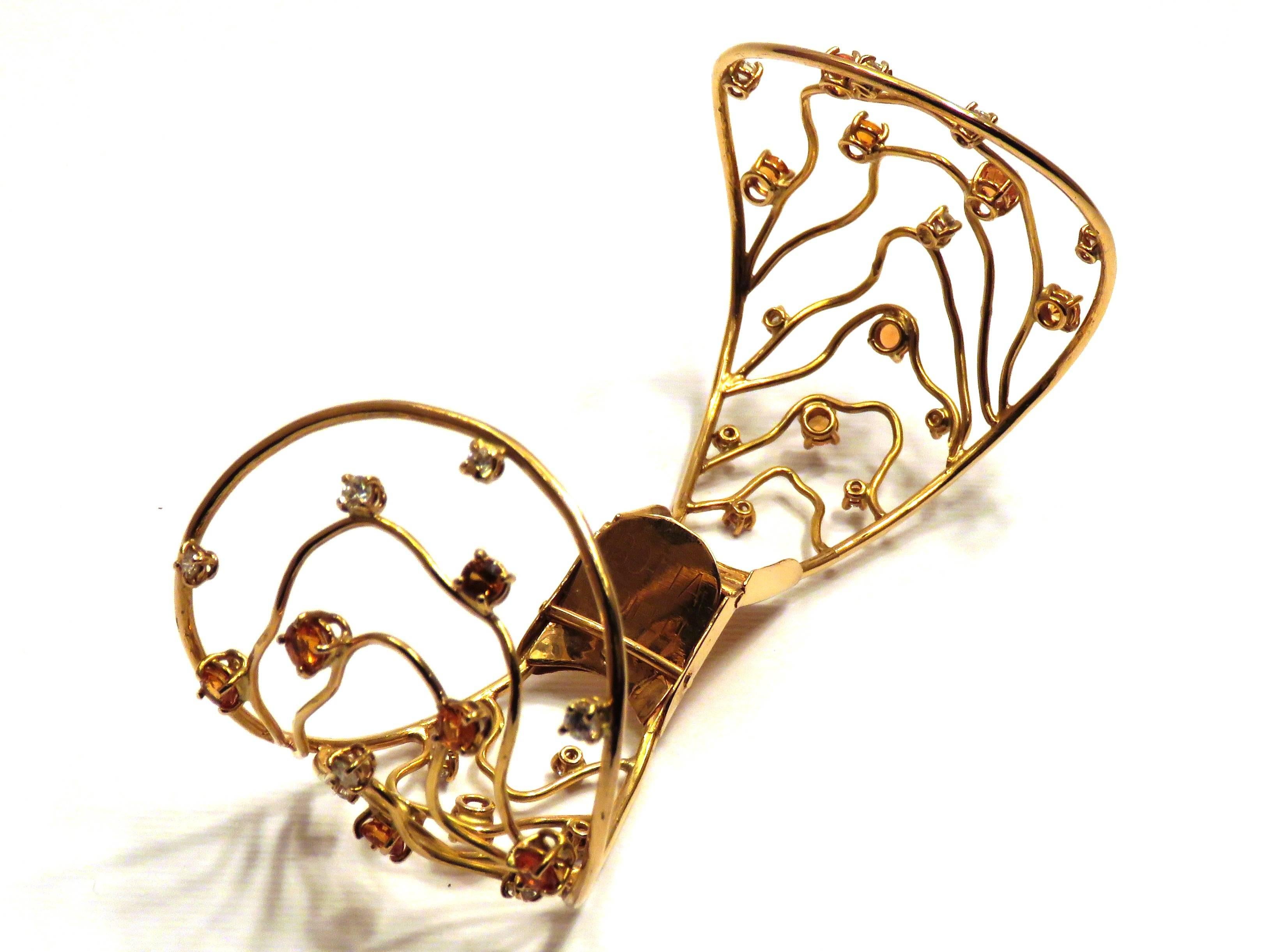 Bracelet en or rose, saphirs orange et diamants fabriqué en Italie par Botta Gioielli en vente 3