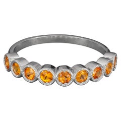 Bague saphirs orange demi-éternité en or massif 14k
