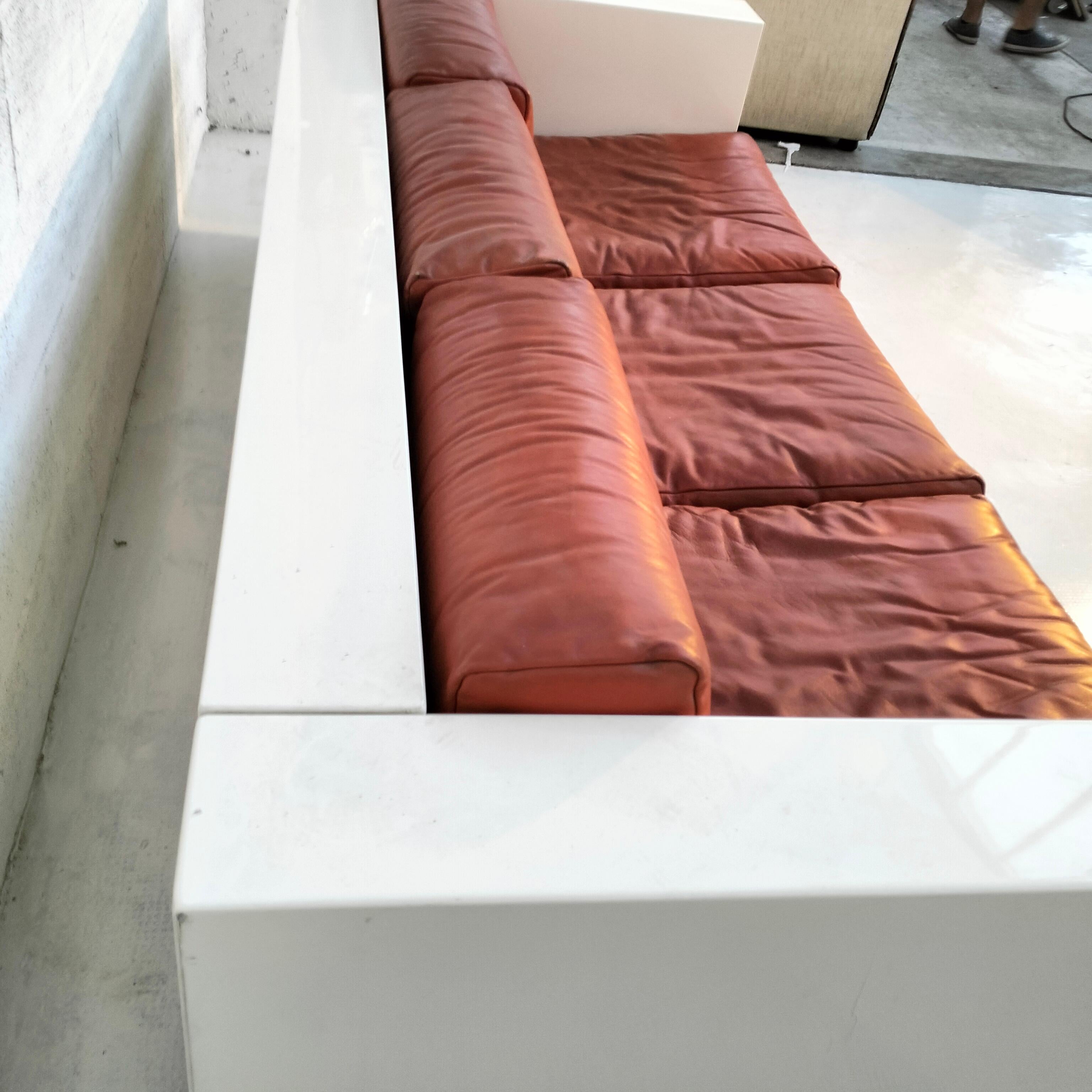 Orange “Saratoga” 3 seater sofa by Massimo and Lella Vignelli for Poltronova 60s For Sale 6