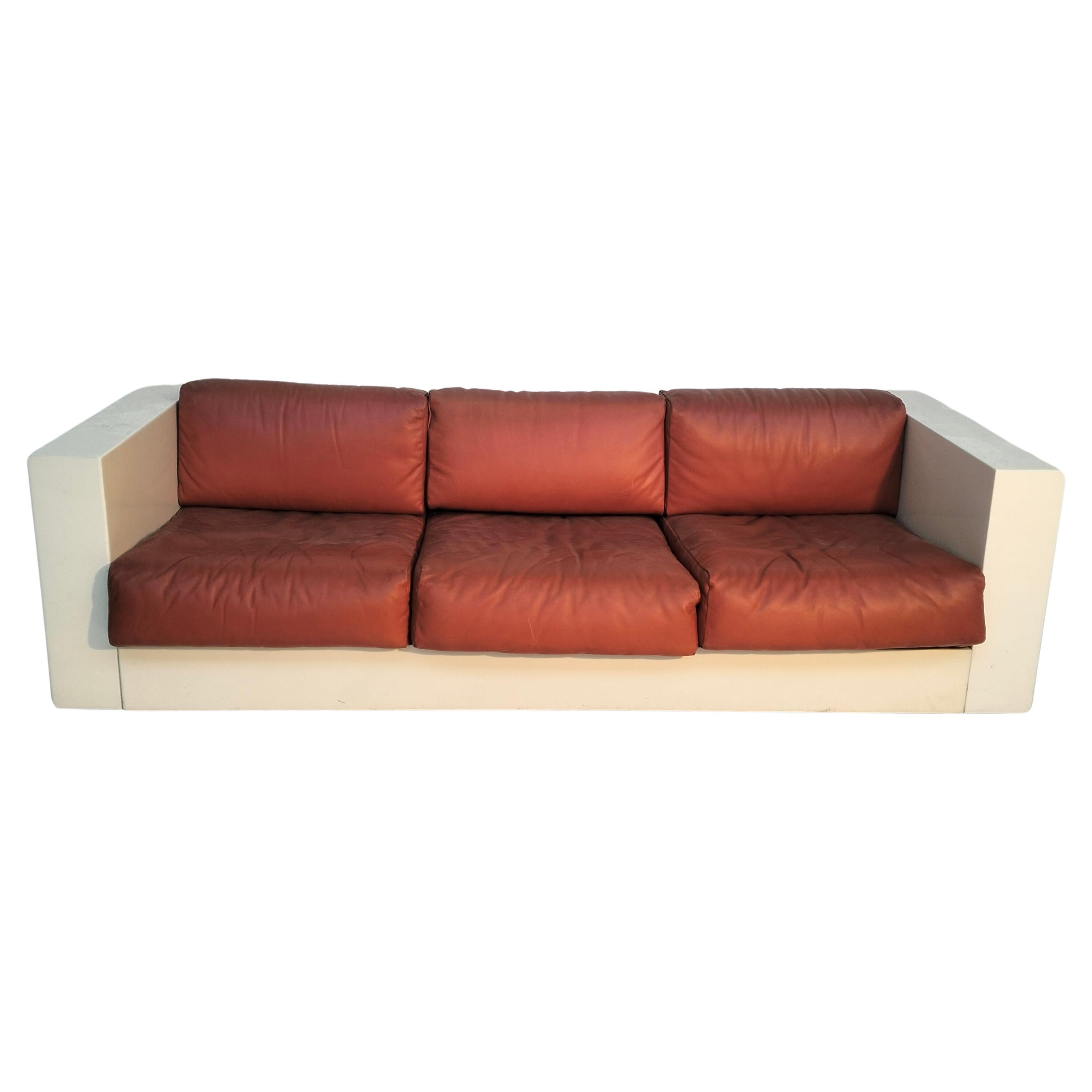 Orange “Saratoga” 3 seater sofa by Massimo and Lella Vignelli for Poltronova 60s