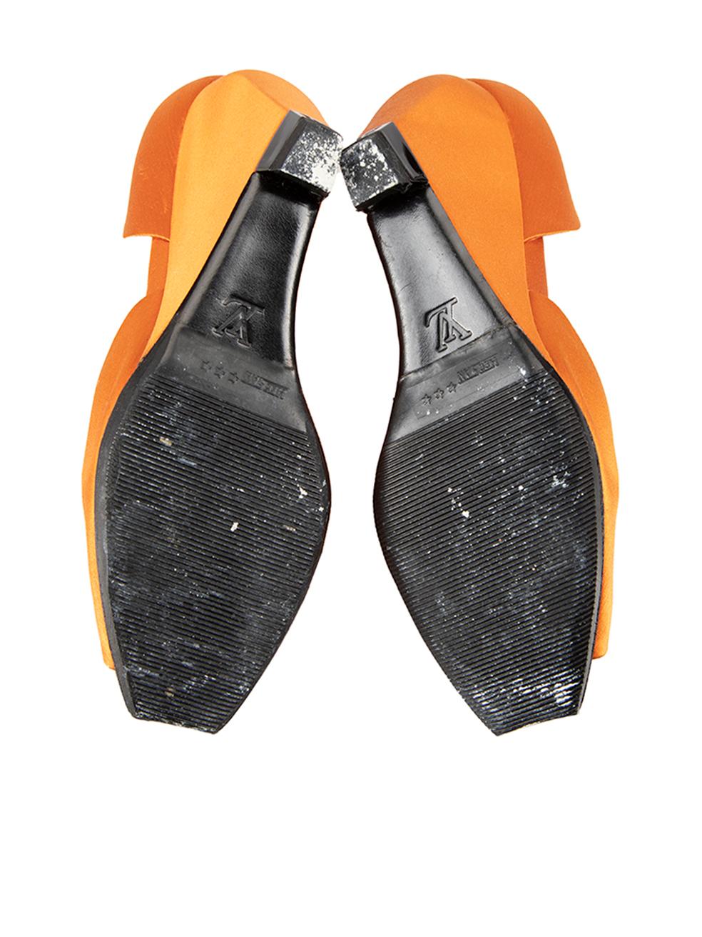 Women's Orange Satin Wedge Heels Size IT 36 For Sale
