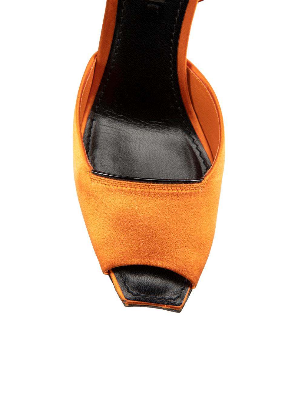 Orange Satin Wedge Heels Size IT 36 For Sale 1