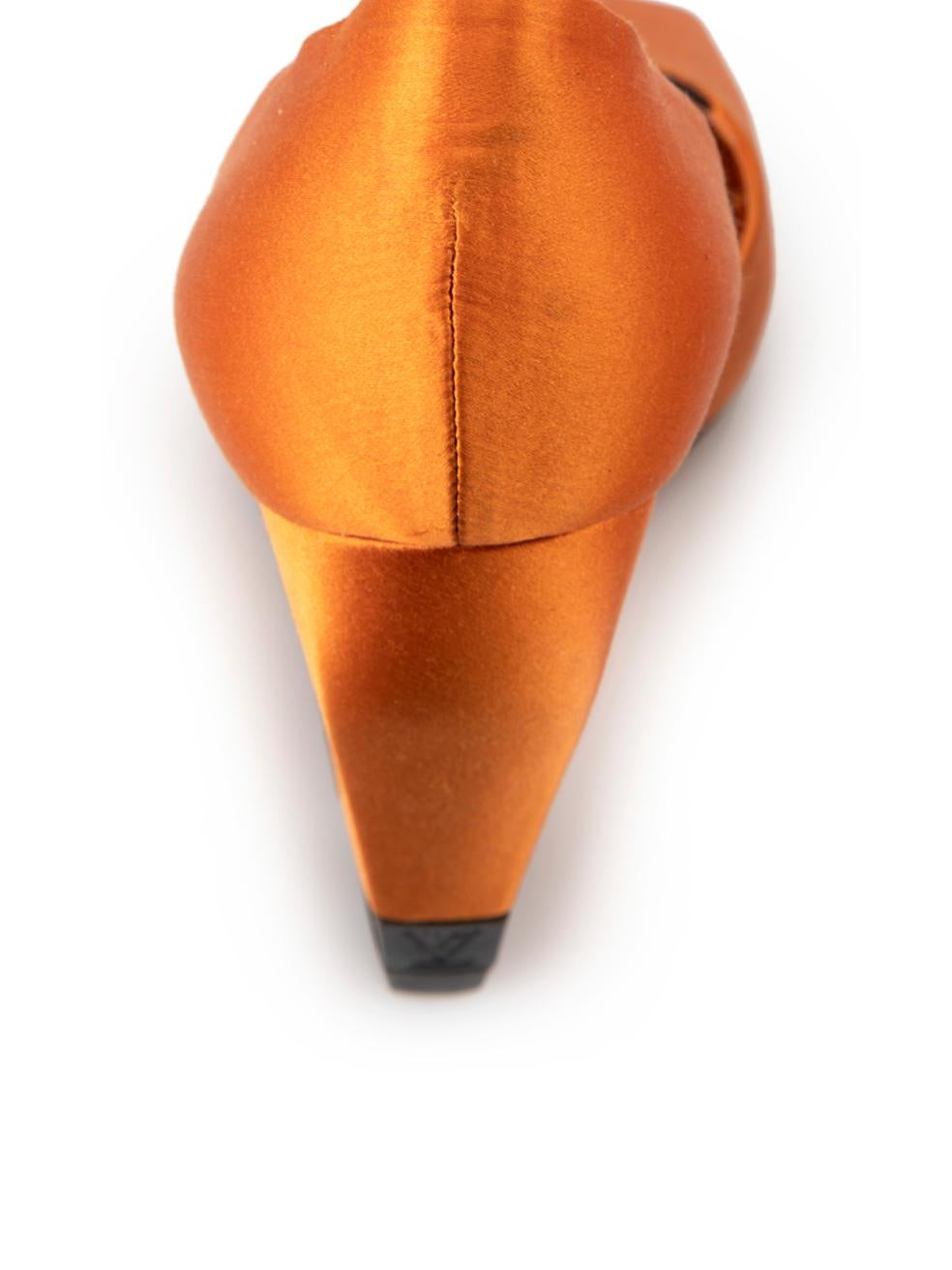 Orange Satin Wedge Heels Size IT 36 For Sale 2