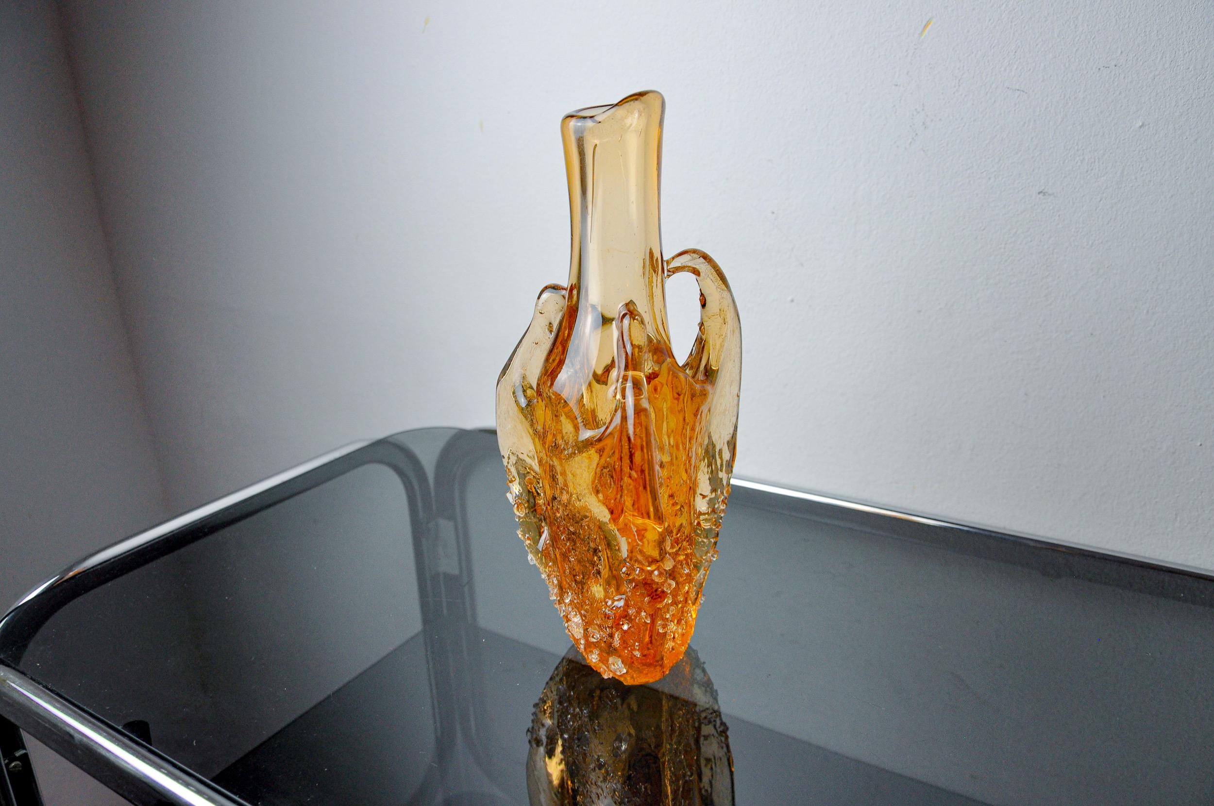 Italiano Vaso Orange Seguso, vetro smerigliato di Murano, Italia, 1970 in vendita