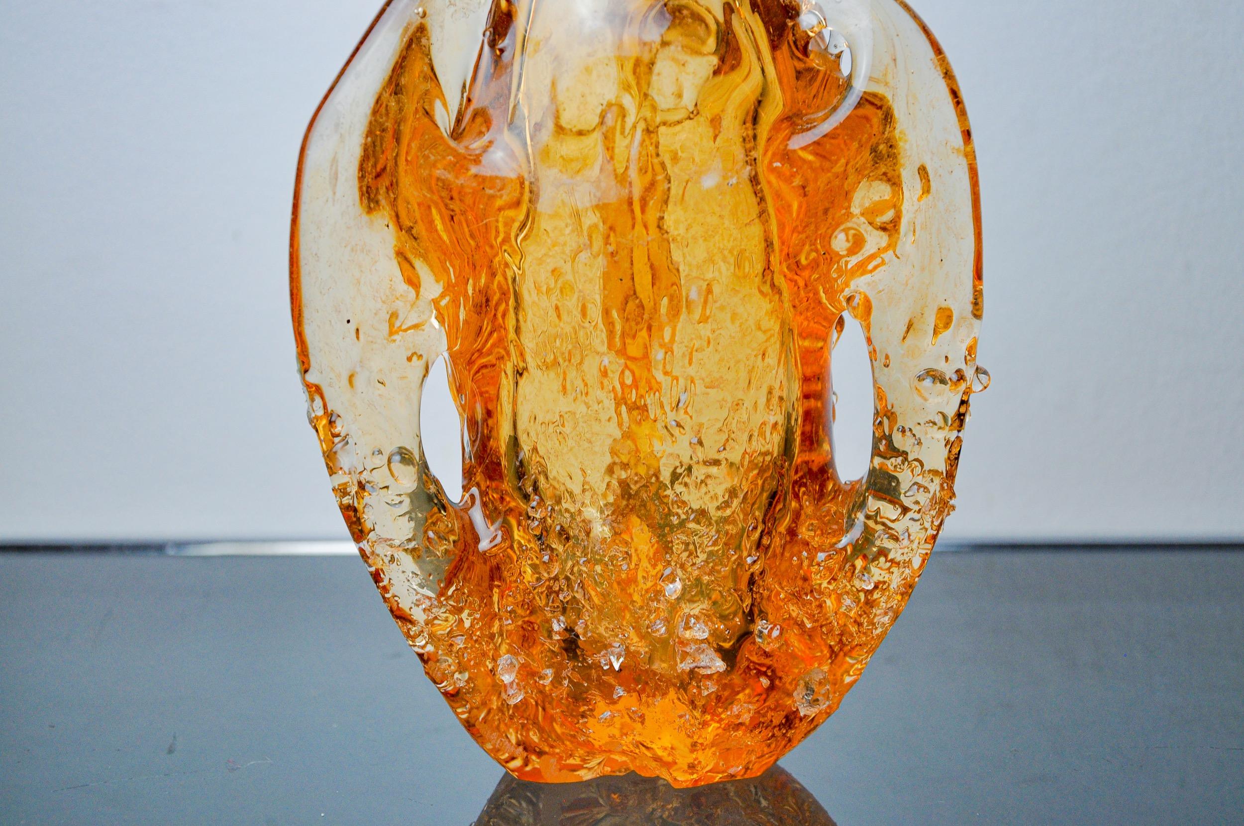 Cristallo Vaso Orange Seguso, vetro smerigliato di Murano, Italia, 1970 in vendita
