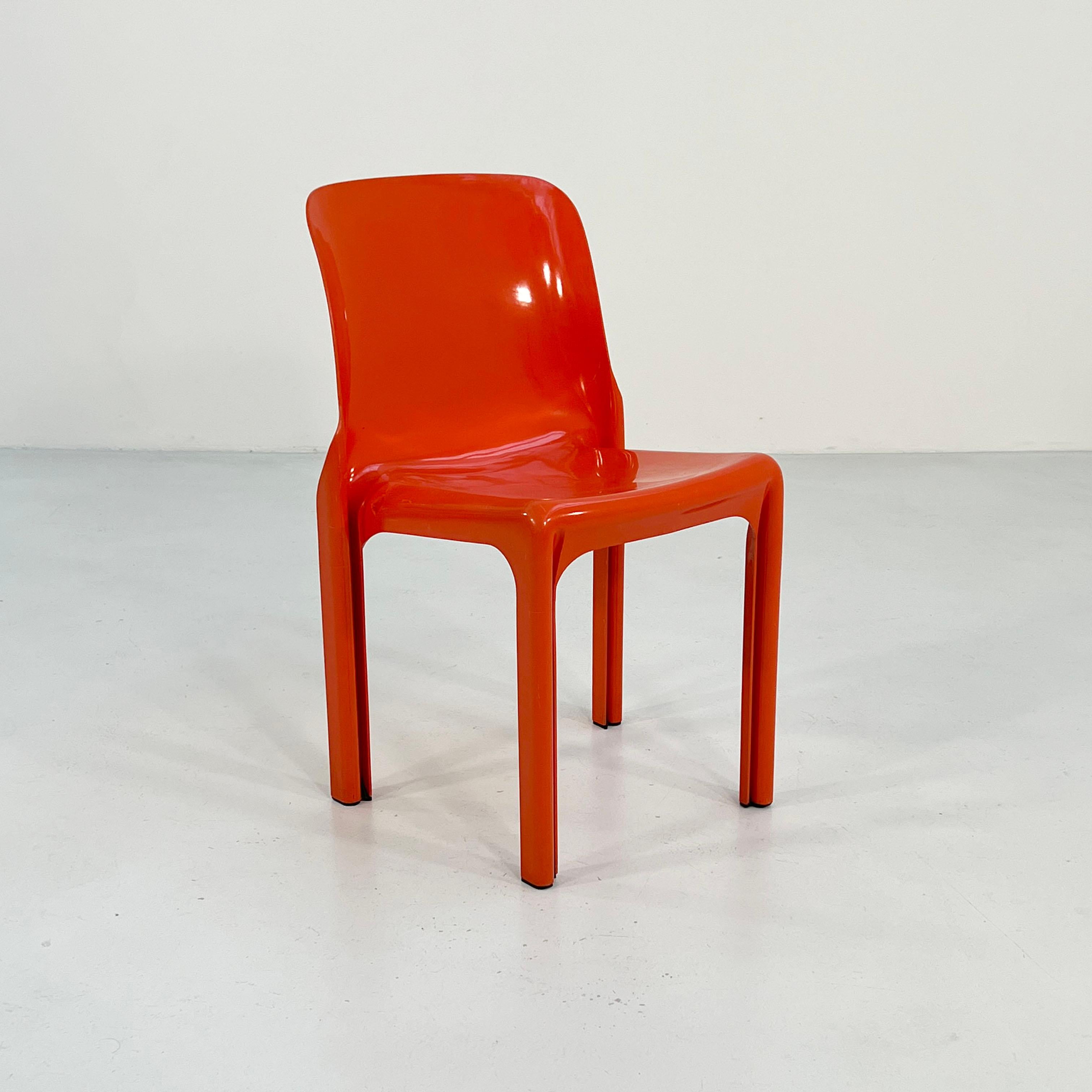 Designer - Vico Magistretti
Producer - Artemide
Model - Selene Chair
Design Period - Seventies
Measurements - Width 47 cm x Depth 50 cm x Height 76 cm x Seat Height 48 cm
Materials - Plastic
Color - Orange
Light wear consistent with age and use.