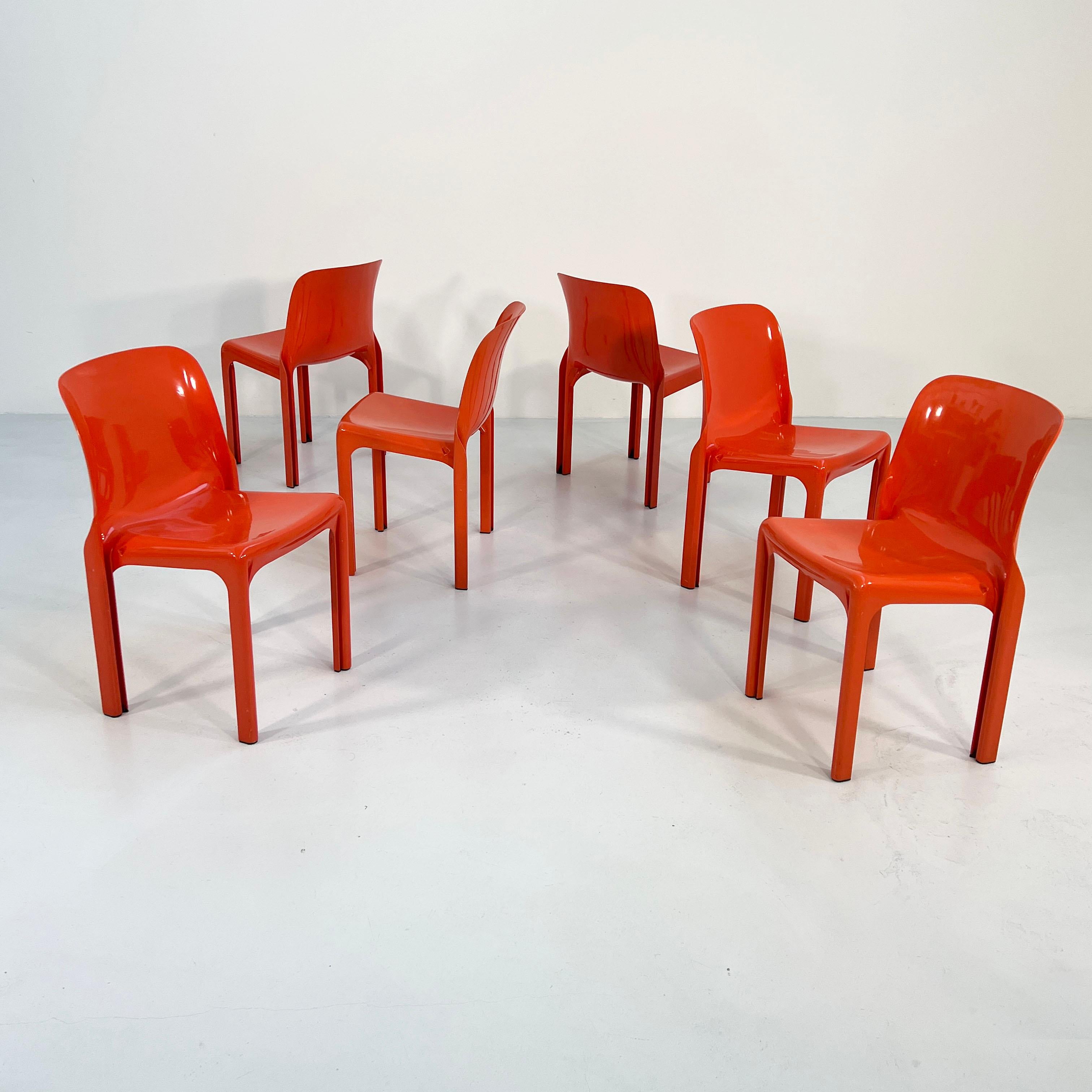 Mid-Century Modern Orange Selene Chair by Vico Magistretti for Artemide, 1970s