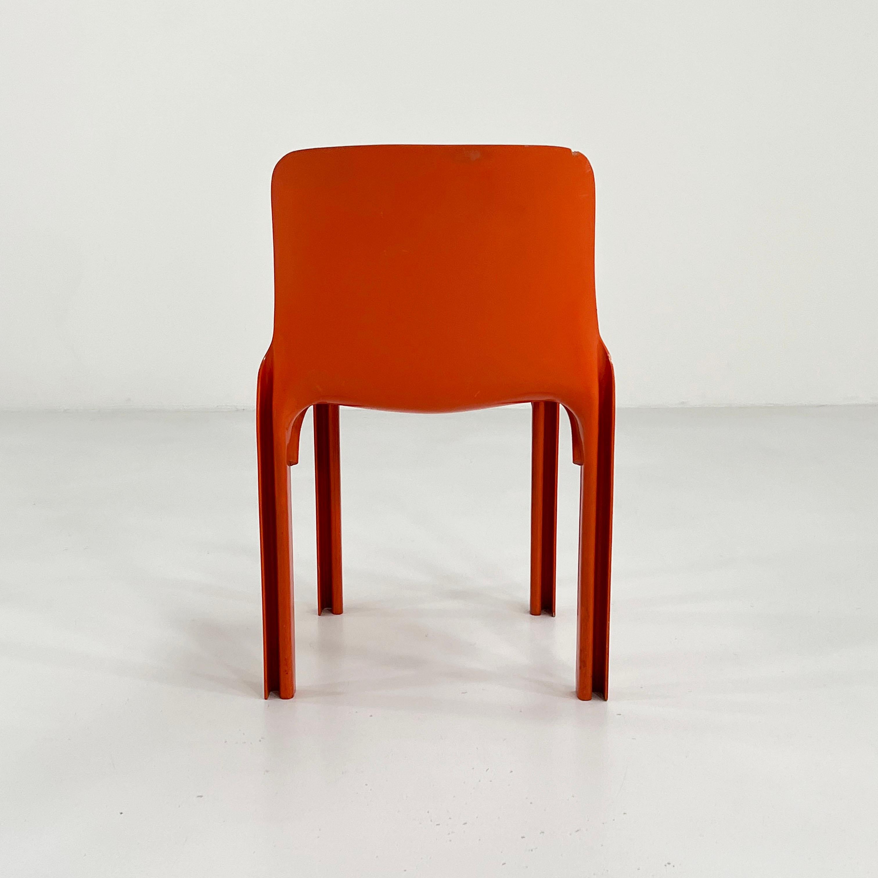 Orange Selene Chair by Vico Magistretti for Artemide, 1970s In Good Condition In Ixelles, Bruxelles