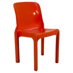 Orangefarbener Selene-Stuhl von Vico Magistretti für Artemide, 1970er Jahre