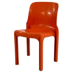 Orangefarbener Selene-Stuhl von Vico Magistretti für Artemide, 1970er Jahre