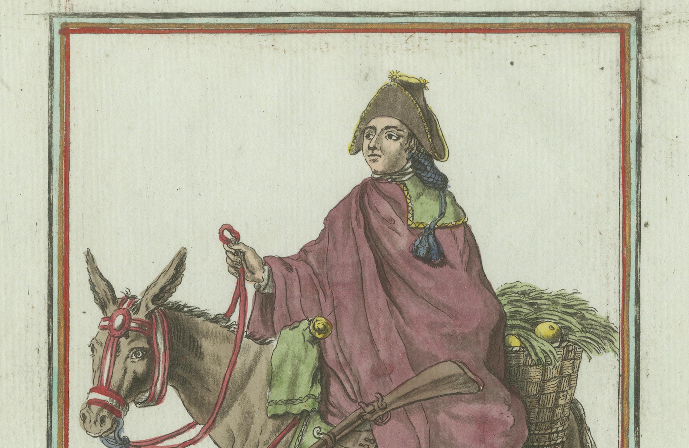 Orange Seller from Murcia – Hand-Colored Engraving by G.de Saint-Sauveur, c.1797