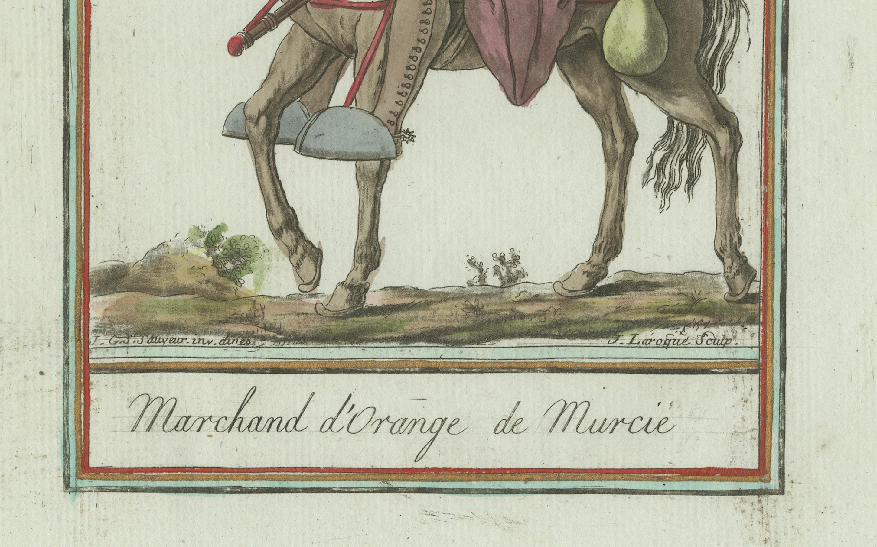 Orange Seller from Murcia – Hand-Colored Engraving by G.de Saint-Sauveur, c.1797
