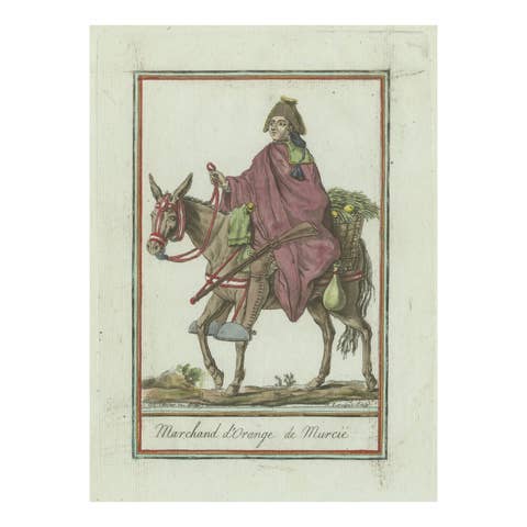 Orange Seller from Murcia – Hand-Colored Engraving by G.de Saint-Sauveur, c.1797
