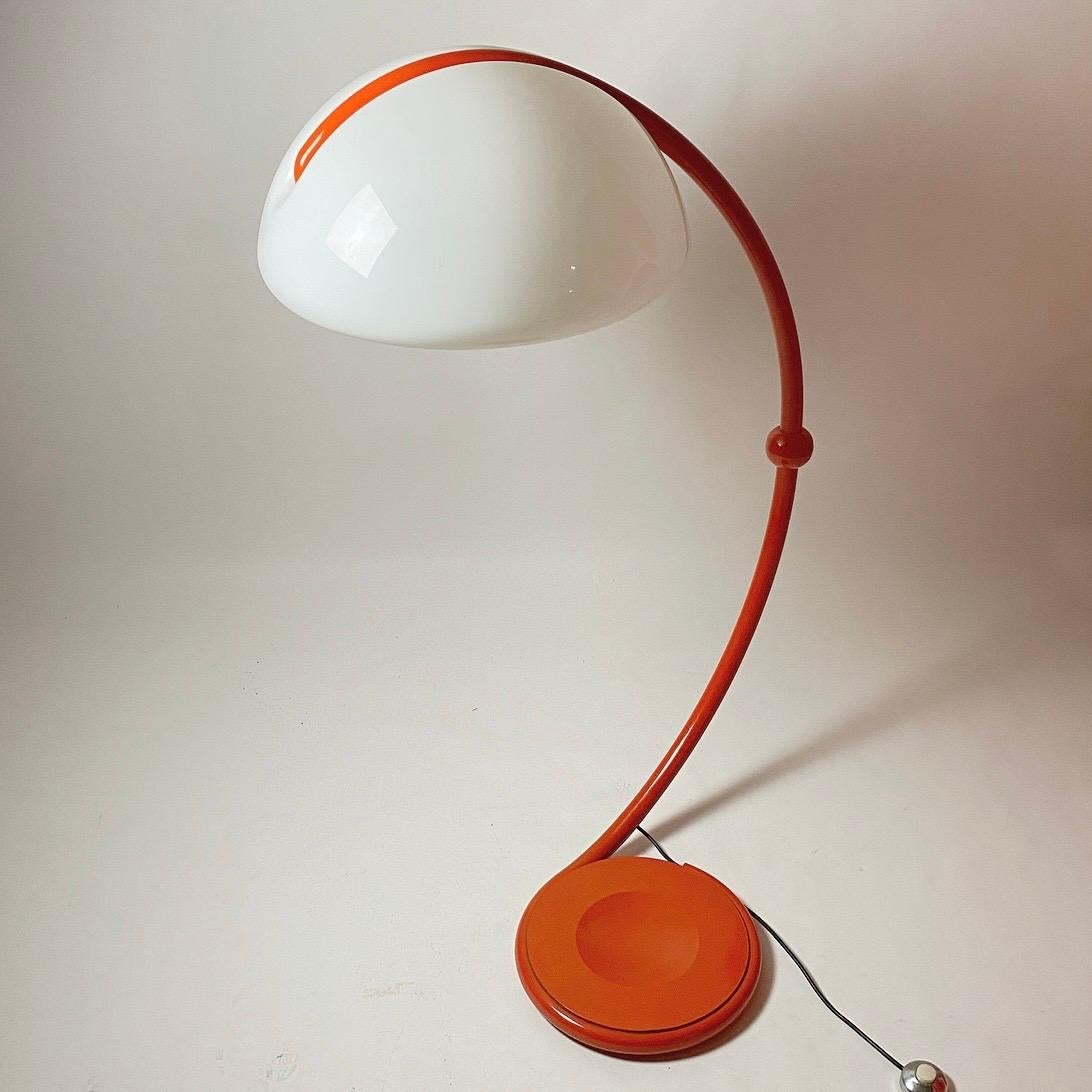 Acrylic Orange Serpente Floor Lamp by Elio Martinelli for Luce, Italy 1970s For Sale