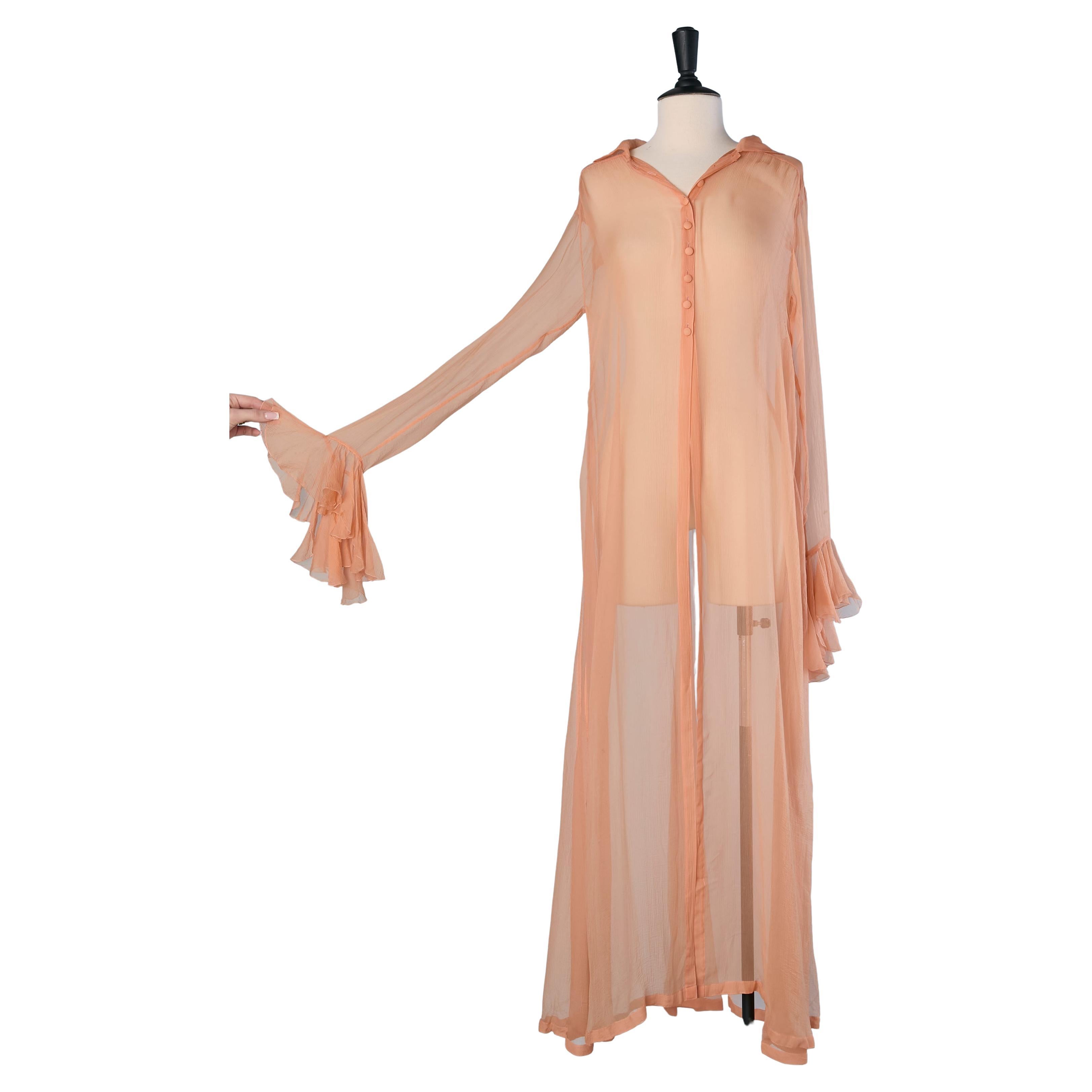 Orange silk chiffon deshabillé ROCHAS For Sale