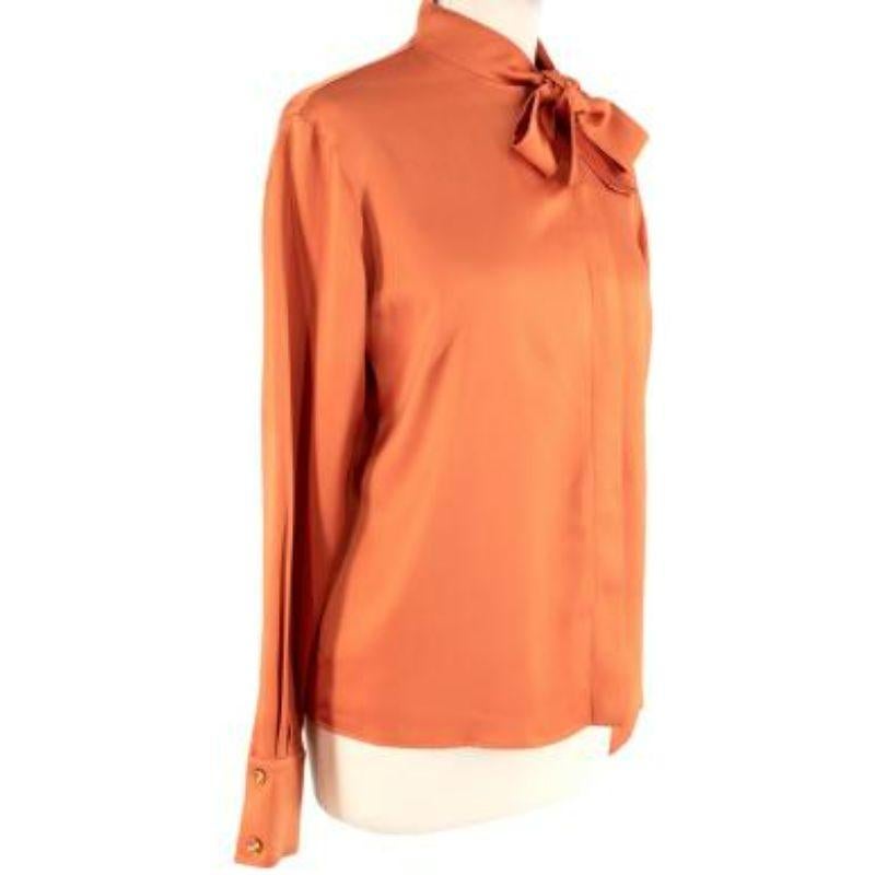Orange Silk Lavaliere Blouse In Good Condition For Sale In London, GB
