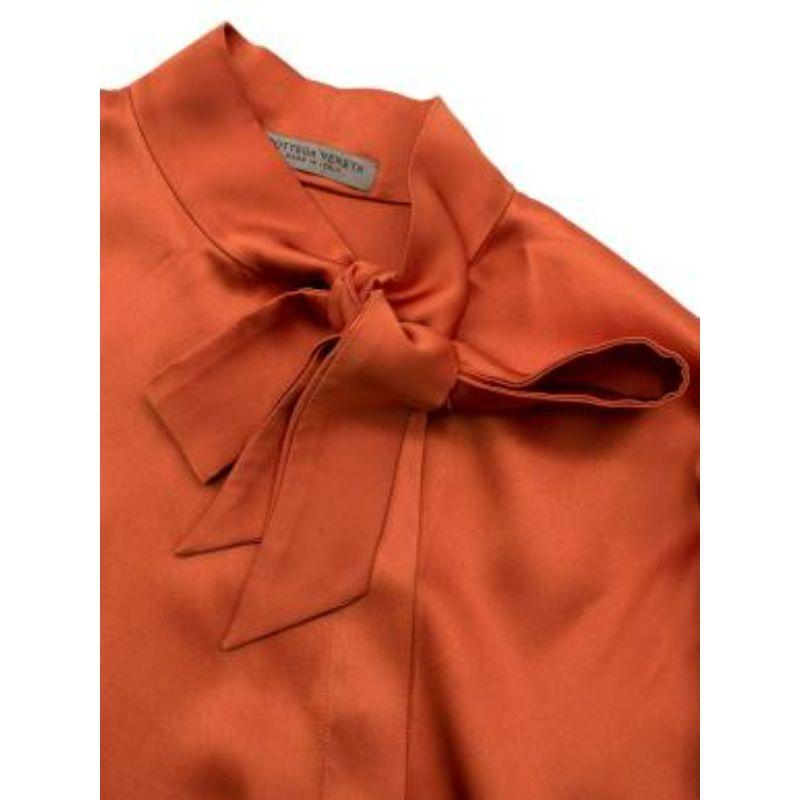 Women's Orange Silk Lavaliere Blouse For Sale