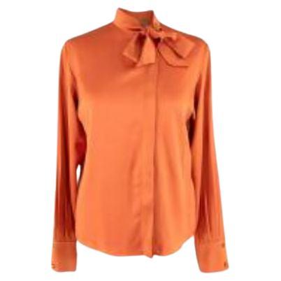 Orange Silk Lavaliere Blouse For Sale