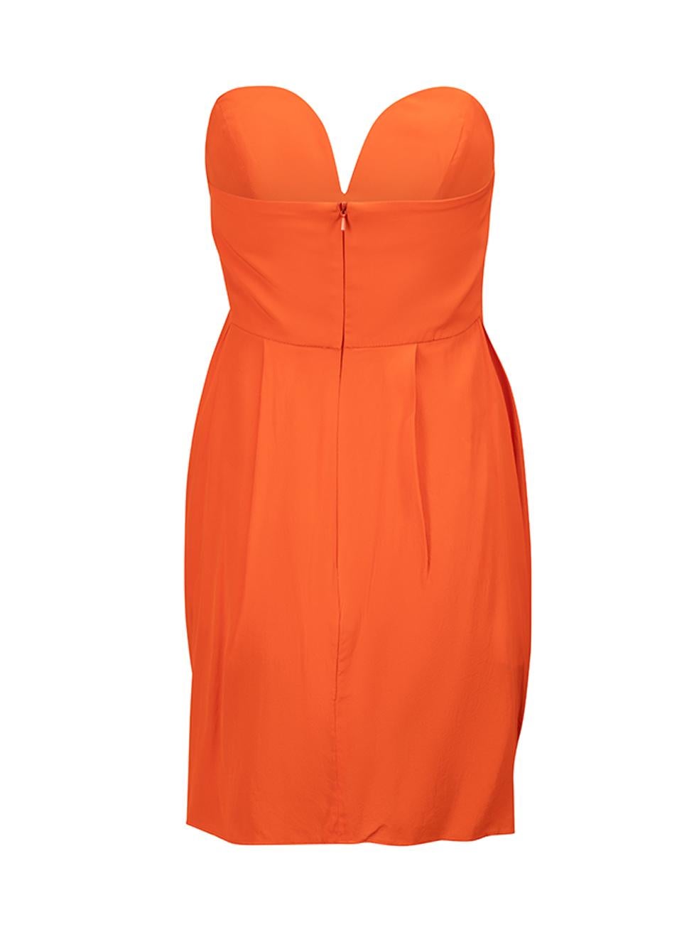 Red Orange Silk Soiree Drape Mini Dress Size M